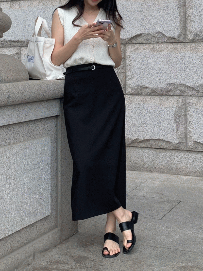 [set] summer belt long skirt